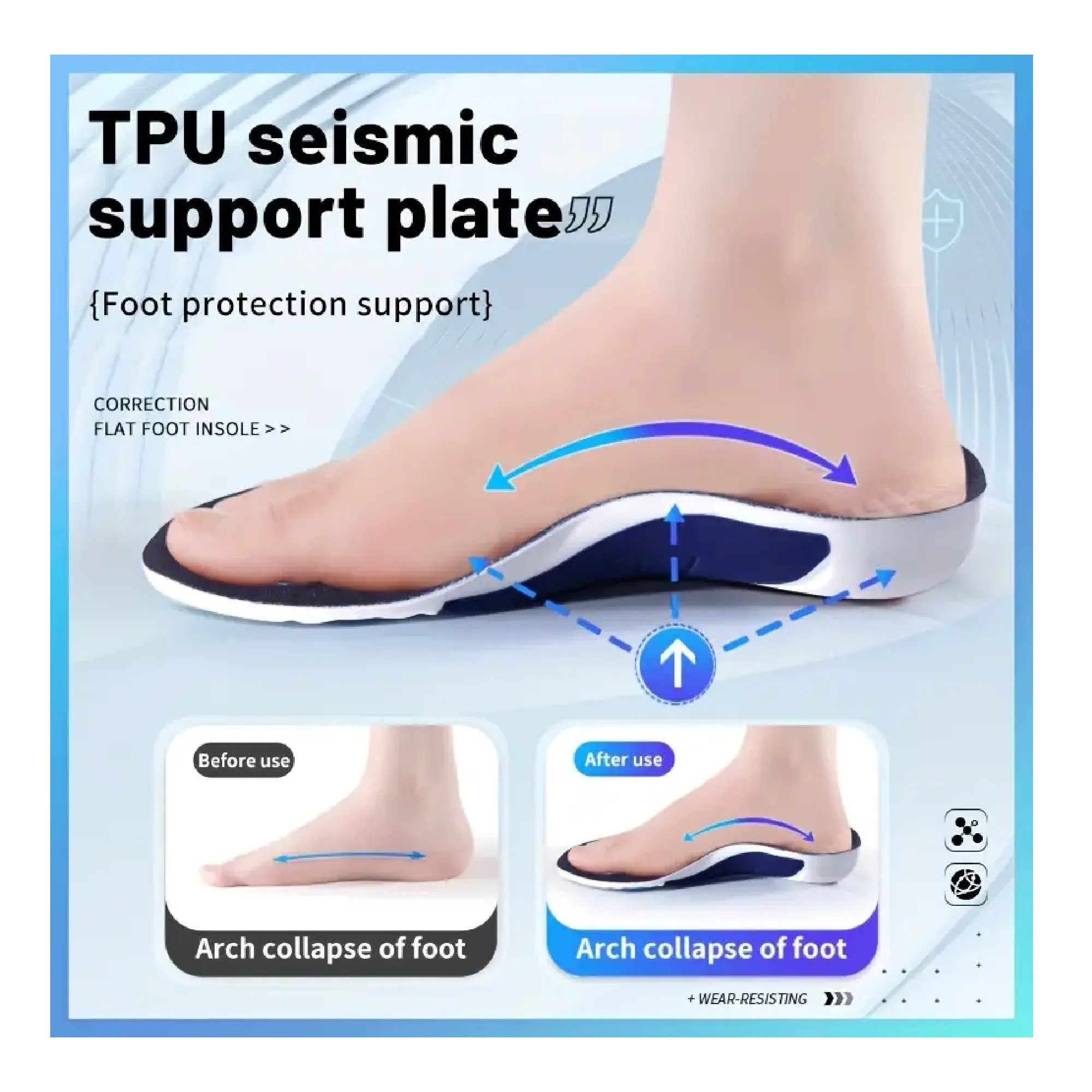 1Pair EVA Breathable Shock-absorbing Insoles For Men & Women