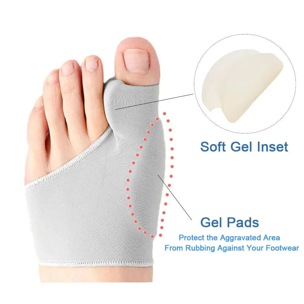 2Pcs=1Pair Toe Separator Hallux Valgus Bunion Corrector Orthotics Feet Bone Thumb Adjuster Correction Pedicure Sock Straightener