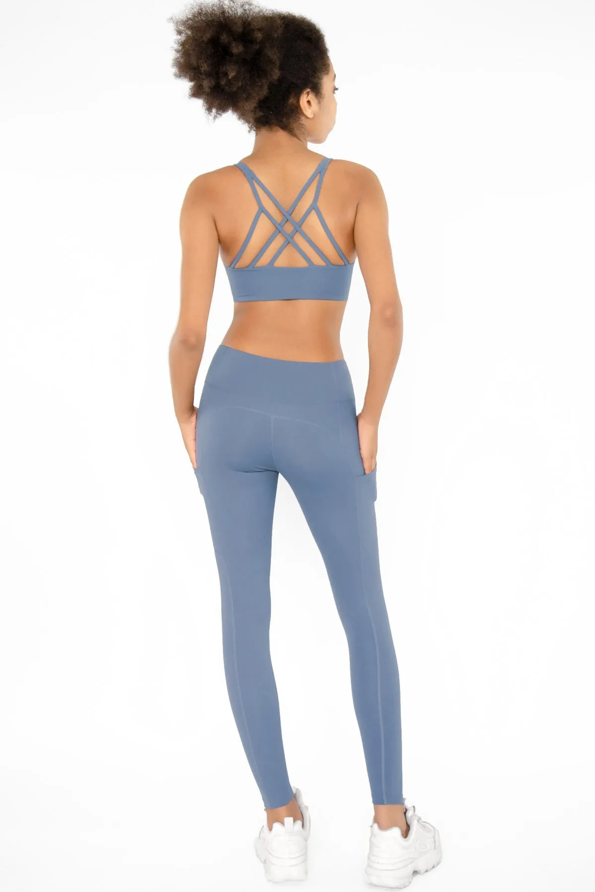 4 for $54 - Sky Blue Kelly Strappy Padded Sports Bra - Women