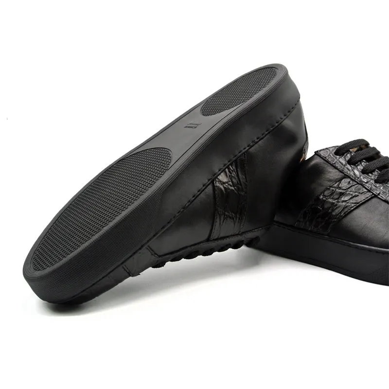 61-100-BLK LUCA Italian Calfskin with Crocodile Toe, Black