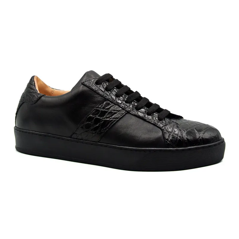 61-100-BLK LUCA Italian Calfskin with Crocodile Toe, Black