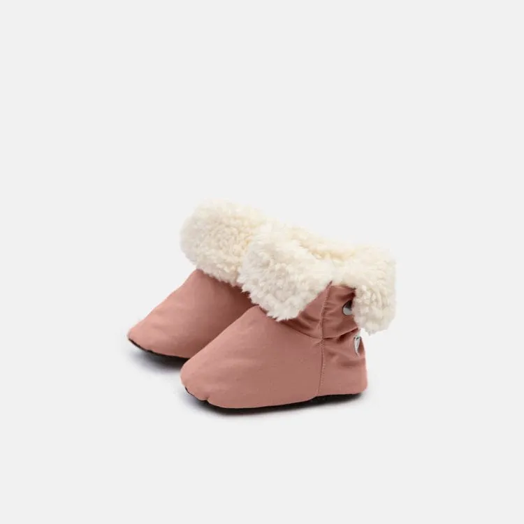 7AM Benji Sherpa Baby Booties - Rose Dawn