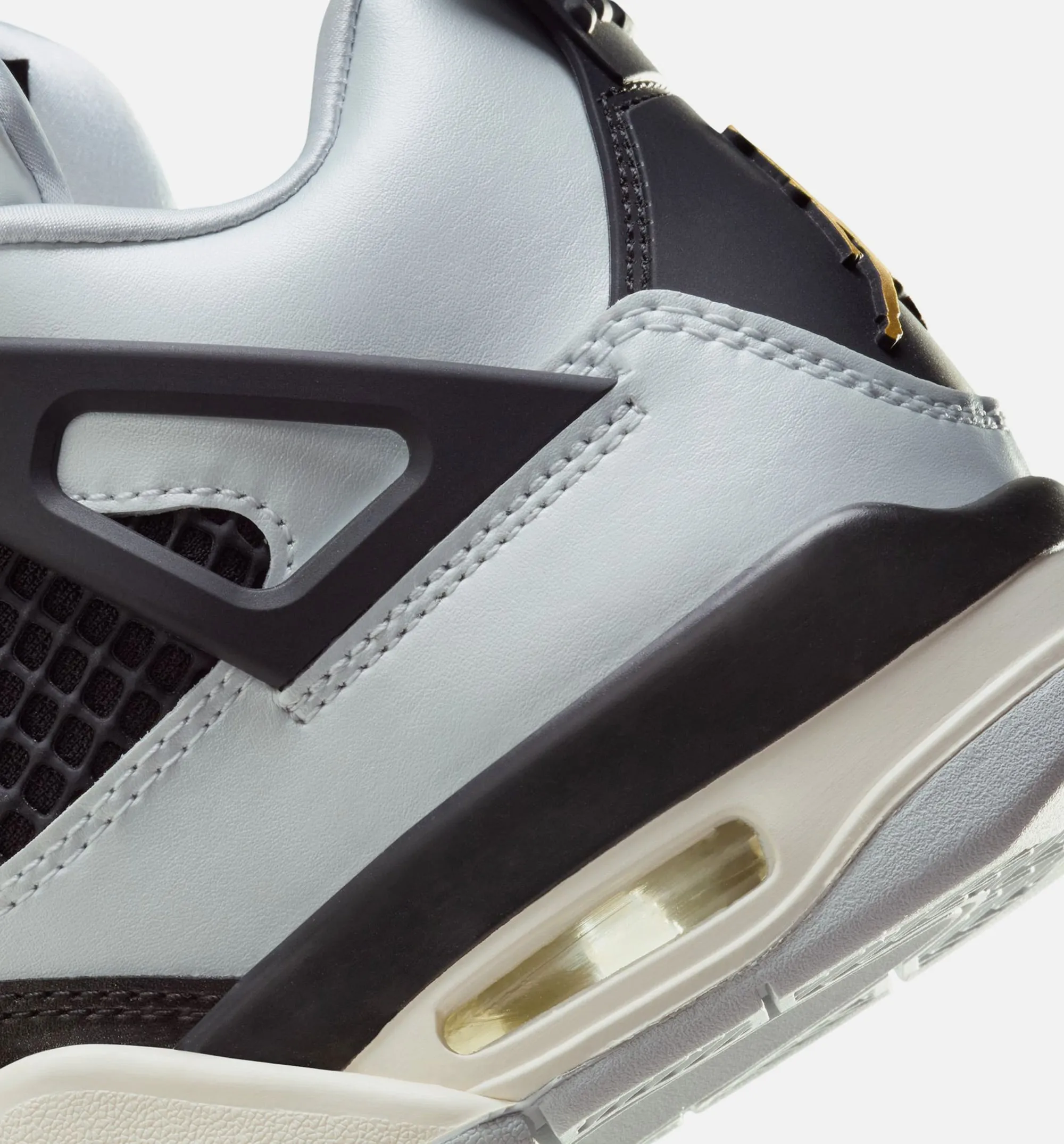 Air Jordan 4 Retro Platinum Gold Grade School Lifestyle Shoe - Pure Platinum/Metallic Gold/Black/Sail