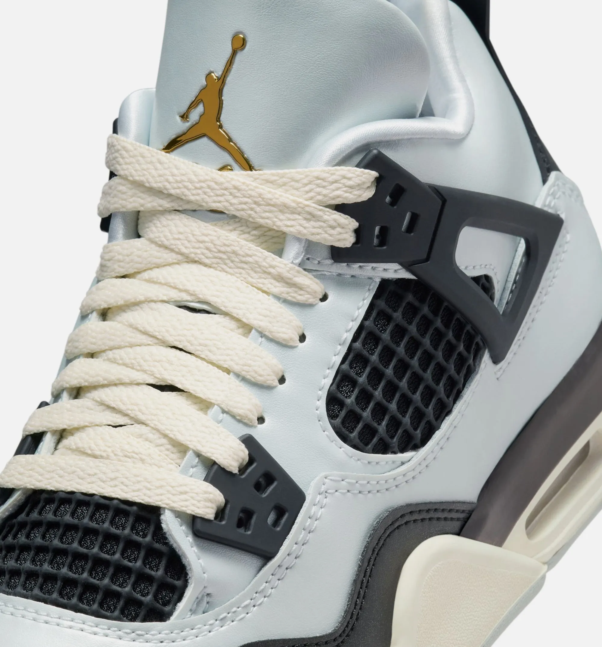 Air Jordan 4 Retro Platinum Gold Grade School Lifestyle Shoe - Pure Platinum/Metallic Gold/Black/Sail