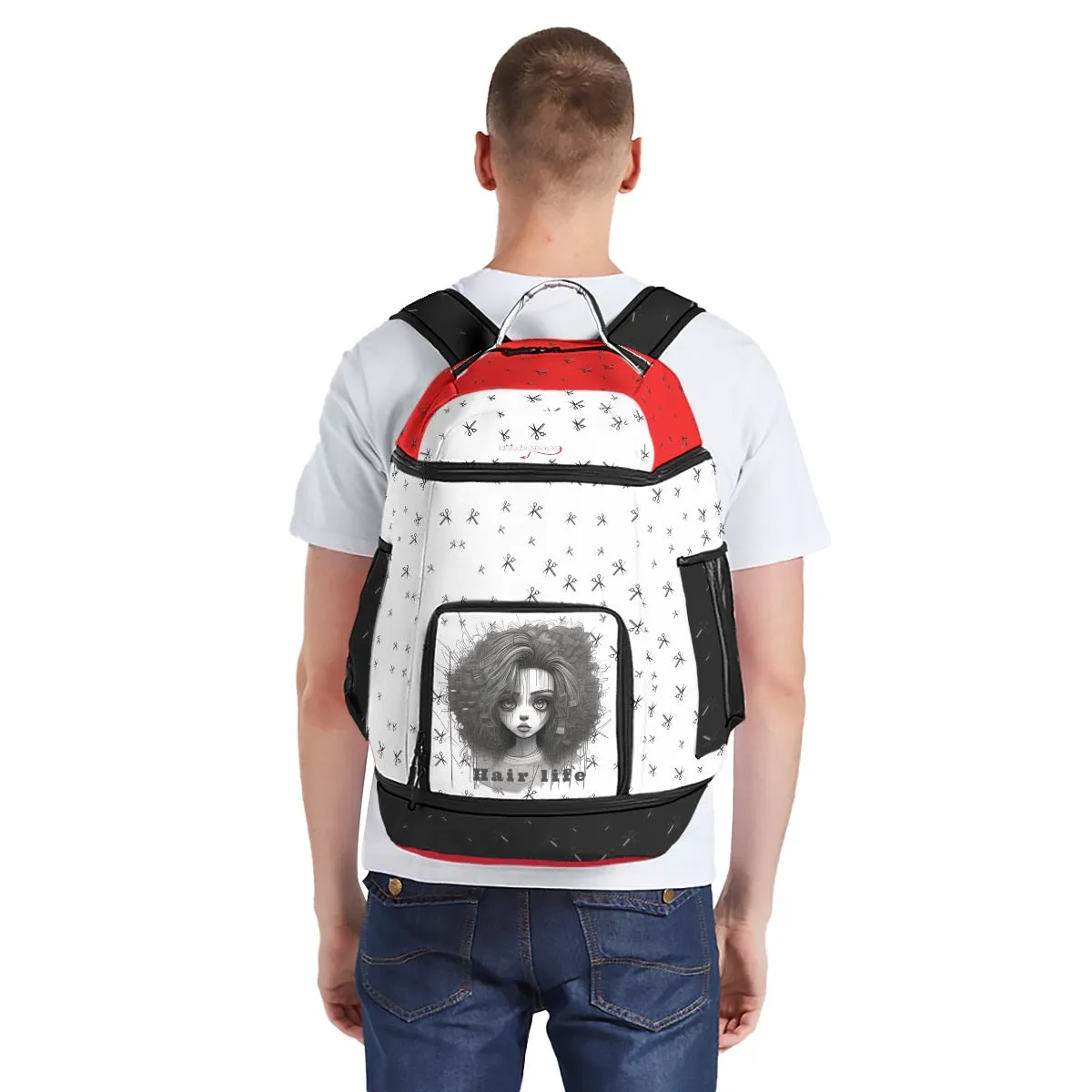 All-Over Print Multifunctional Backpack hair, life themed print