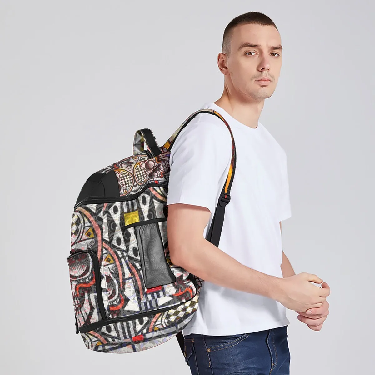 All-Over Print Multifunctional Backpack JAXS3 skull print