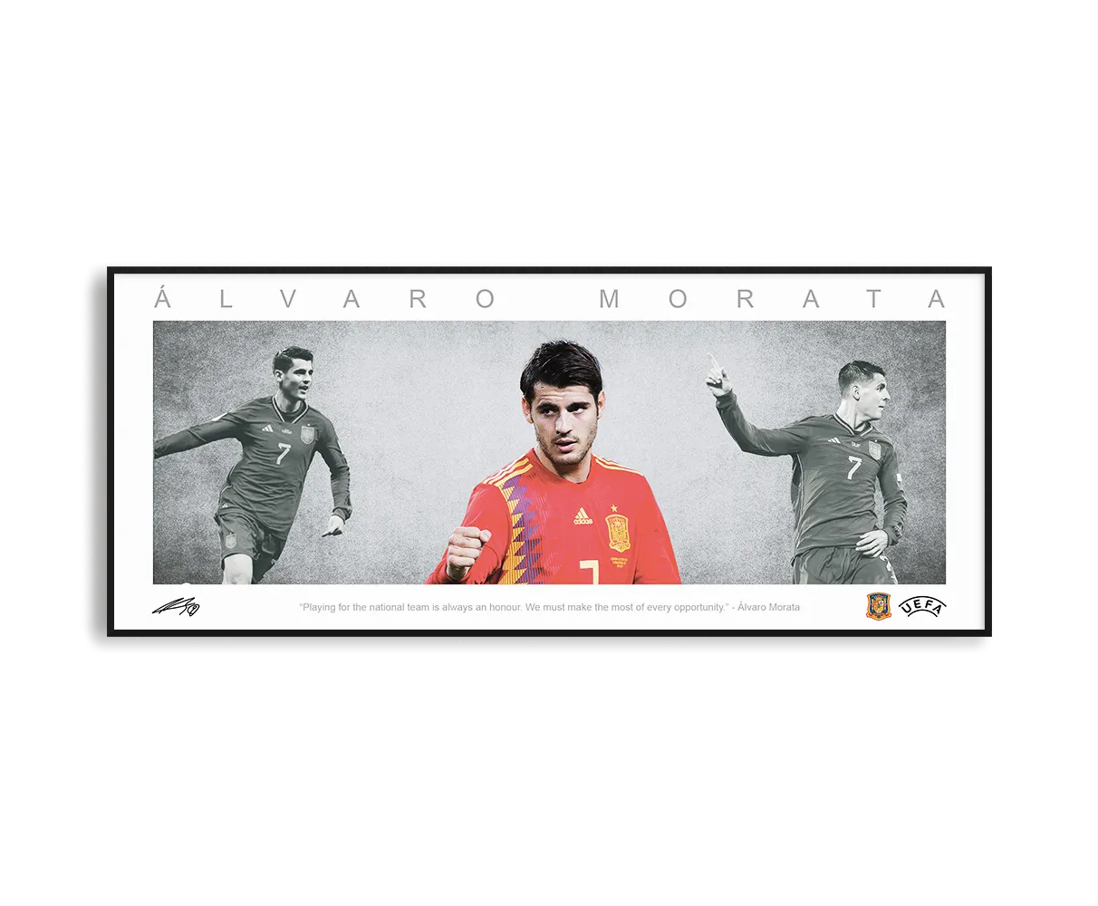 ALVARO MORATA PANORAMIC COLLAGE PRINT SIGNED FRAMED WINGS