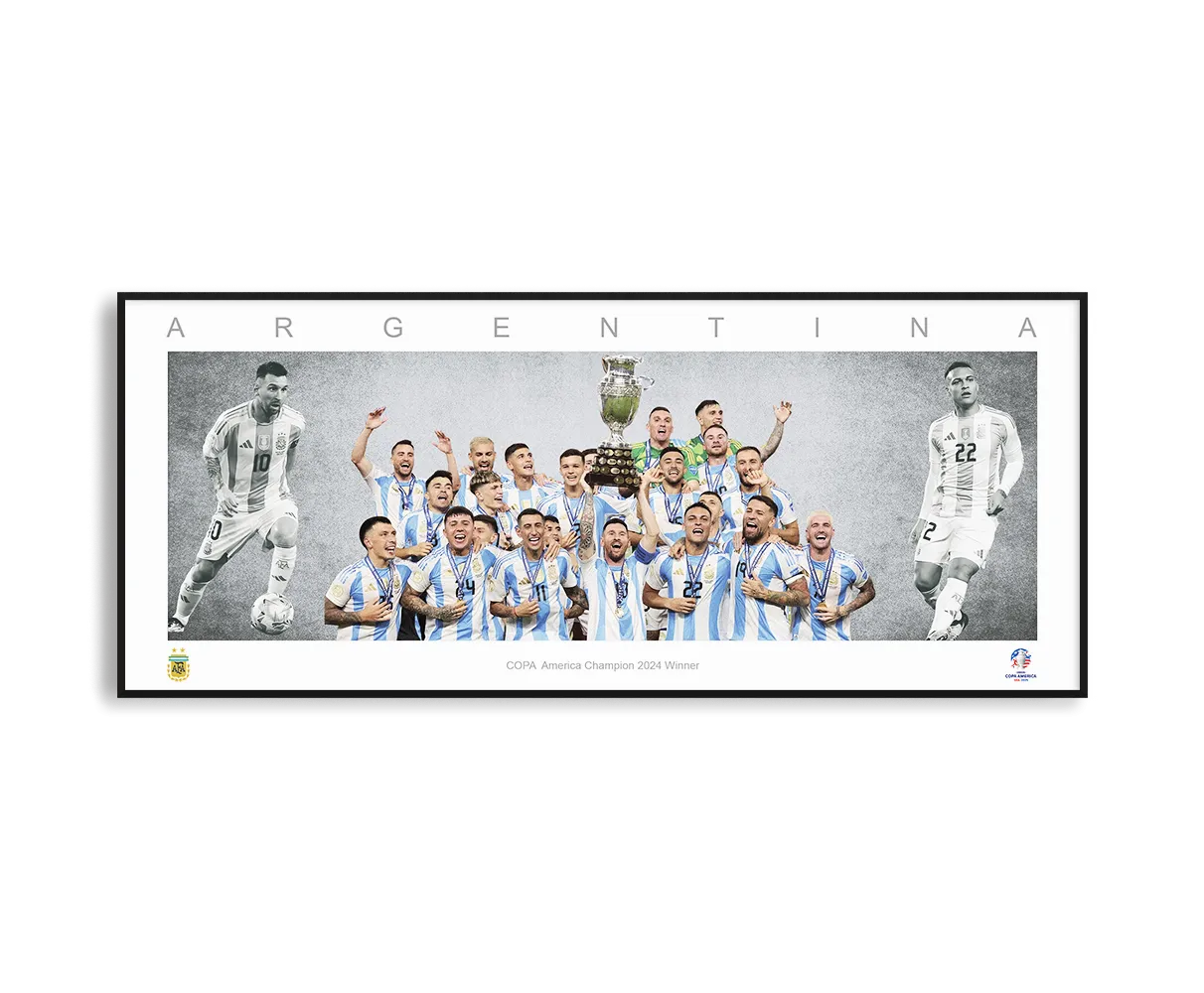 ARGENTINA COPA 2024 PANORAMIC COLLAGE PRINT SIGNED FRAMED WINGS