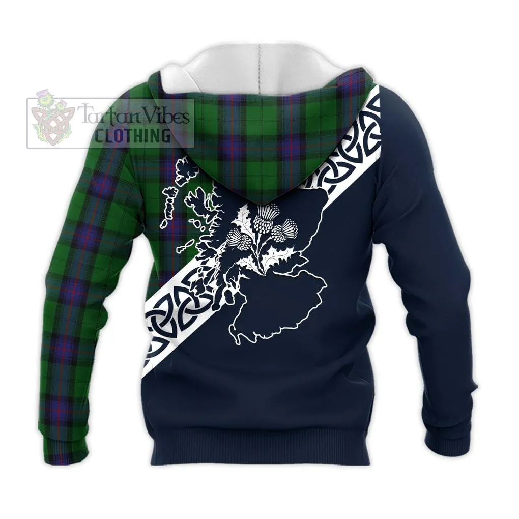 Armstrong Tartan Knitted Hoodie Featuring Thistle and Scotland Map