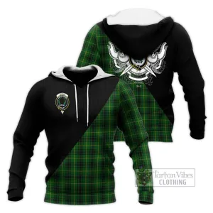 Arthur Tartan Knitted Hoodie with Family Crest and Military Logo Style