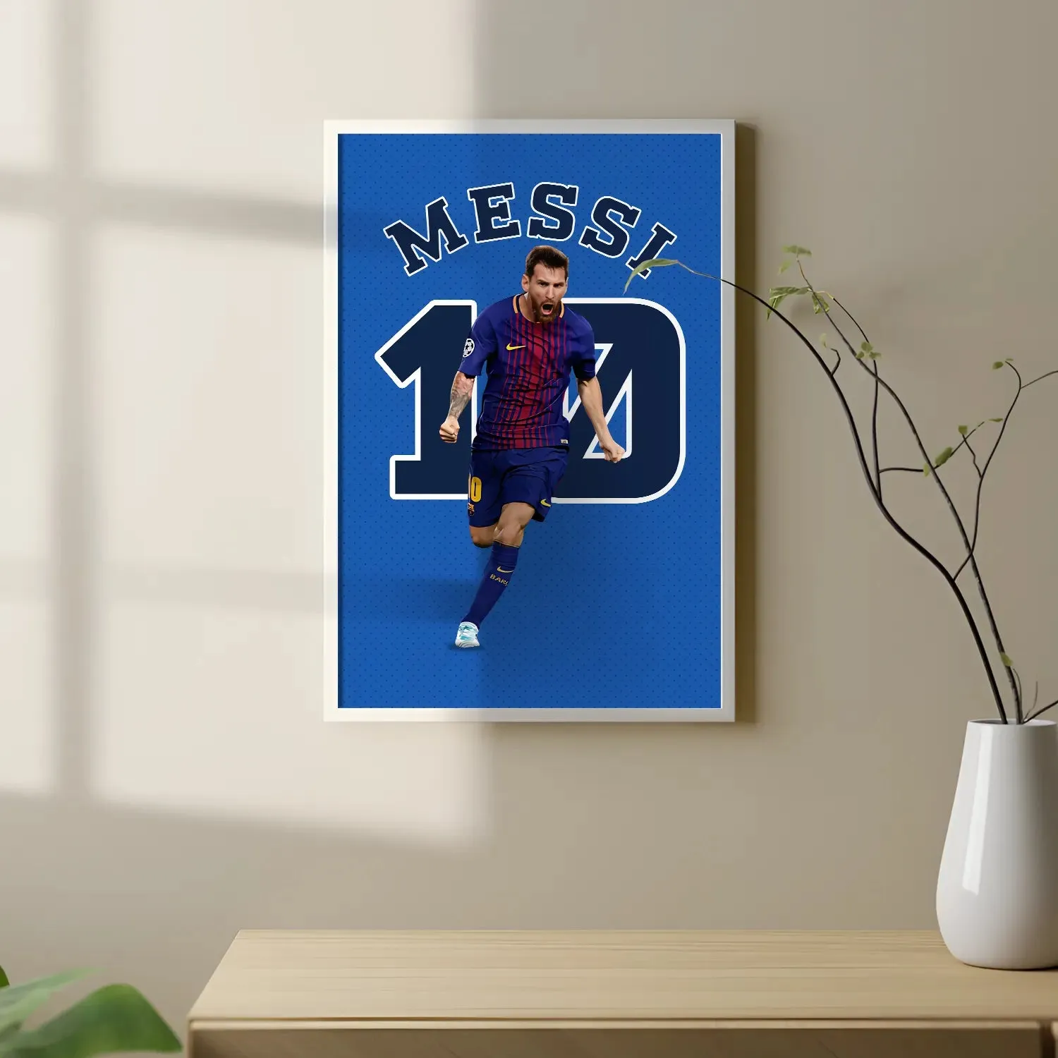 Artwork Of Footballer Lionel Messi Framed Poster