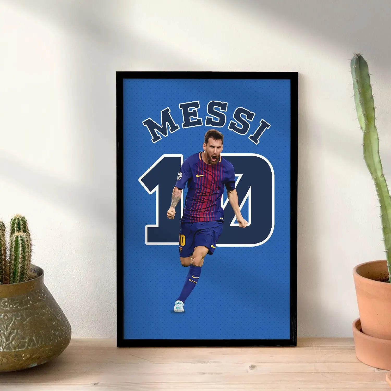 Artwork Of Footballer Lionel Messi Framed Poster