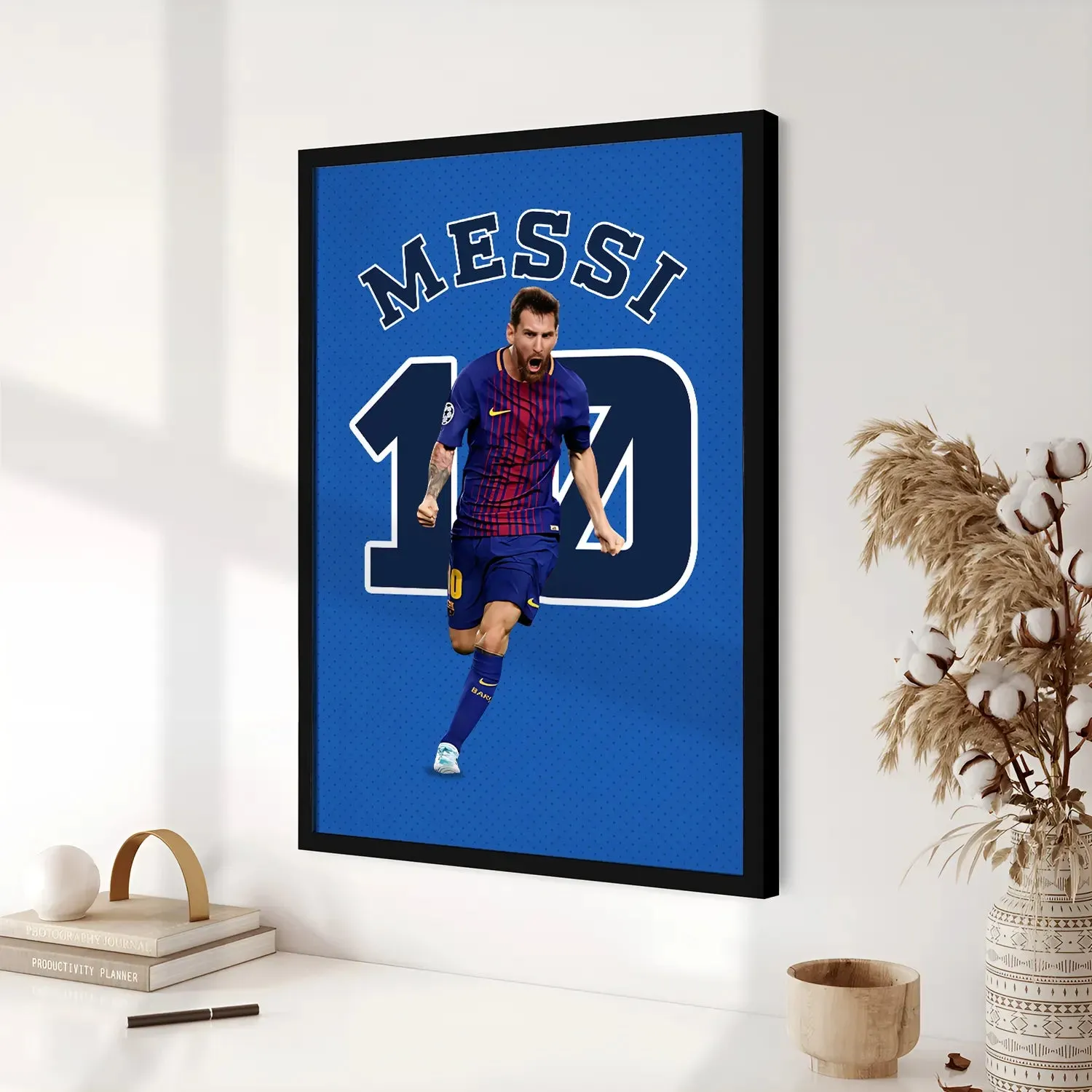 Artwork Of Footballer Lionel Messi Framed Poster