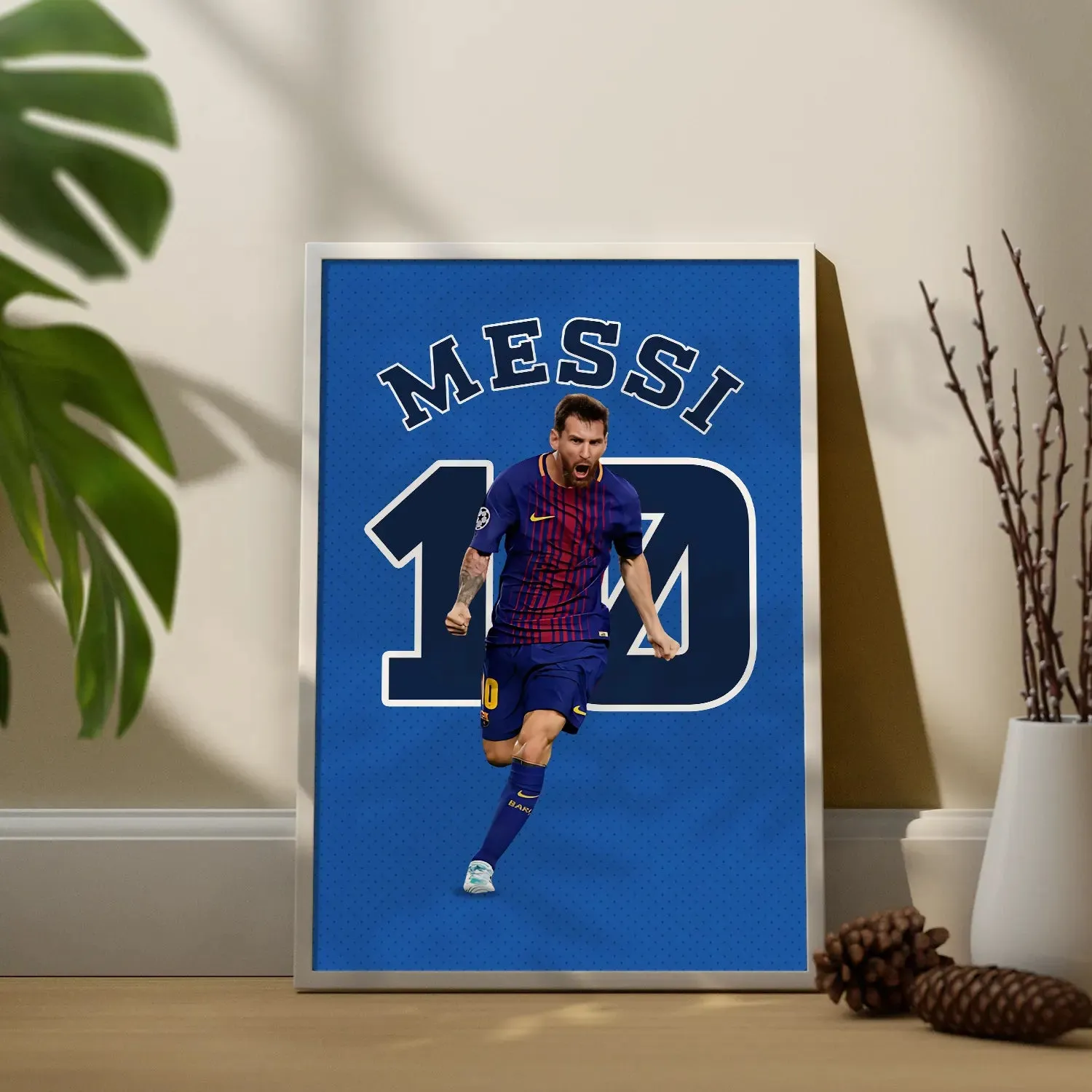 Artwork Of Footballer Lionel Messi Framed Poster