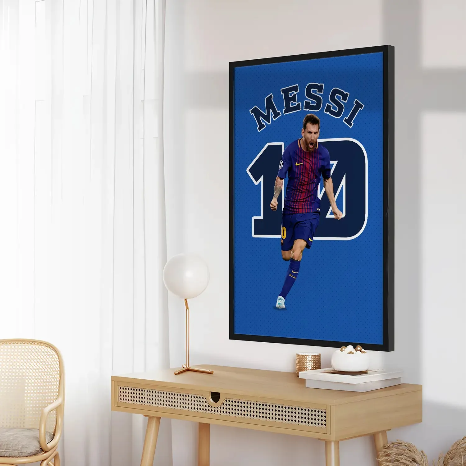 Artwork Of Footballer Lionel Messi Framed Poster