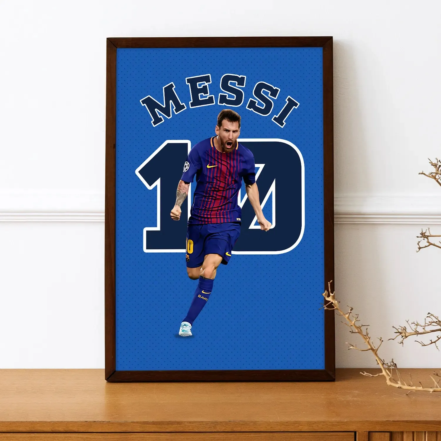 Artwork Of Footballer Lionel Messi Framed Poster