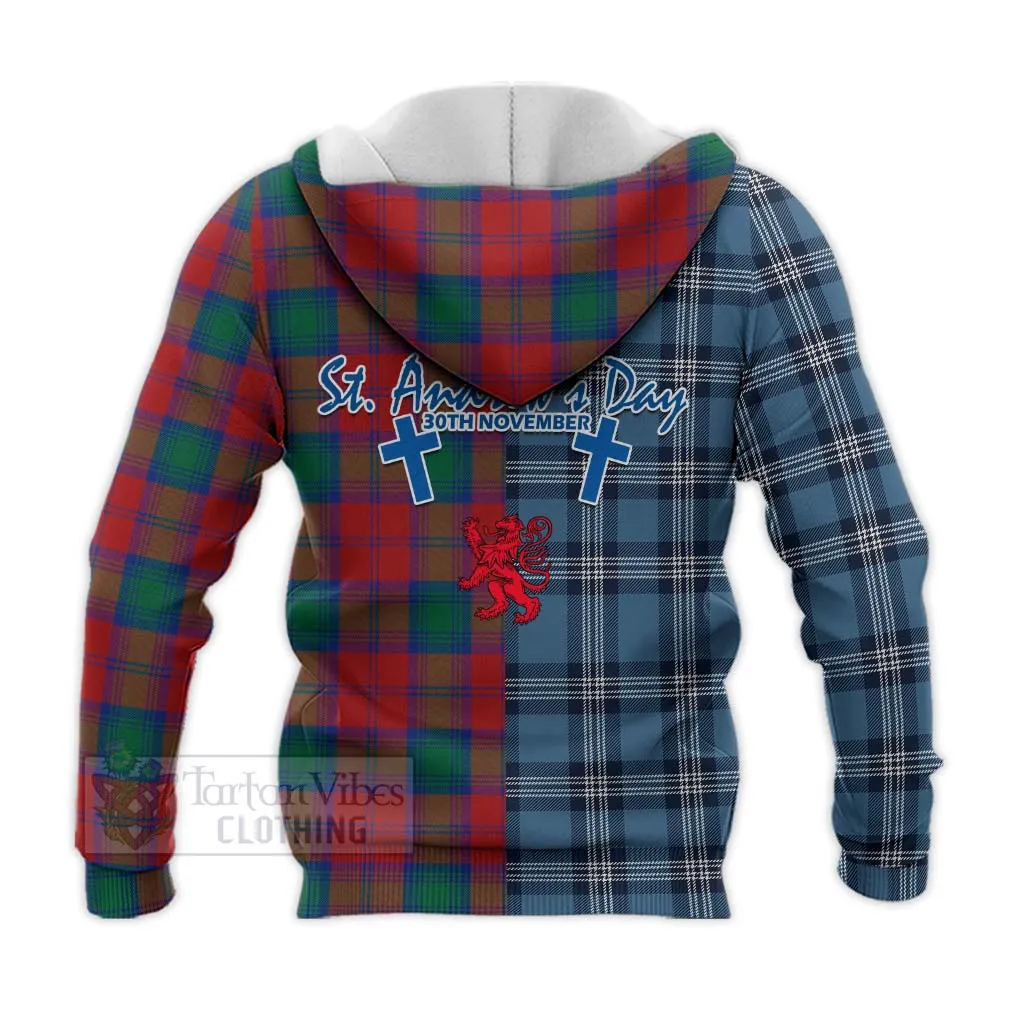 Auchinleck (Affleck) Tartan Knitted Hoodie Happy St. Andrew's Day Half Tartan Style