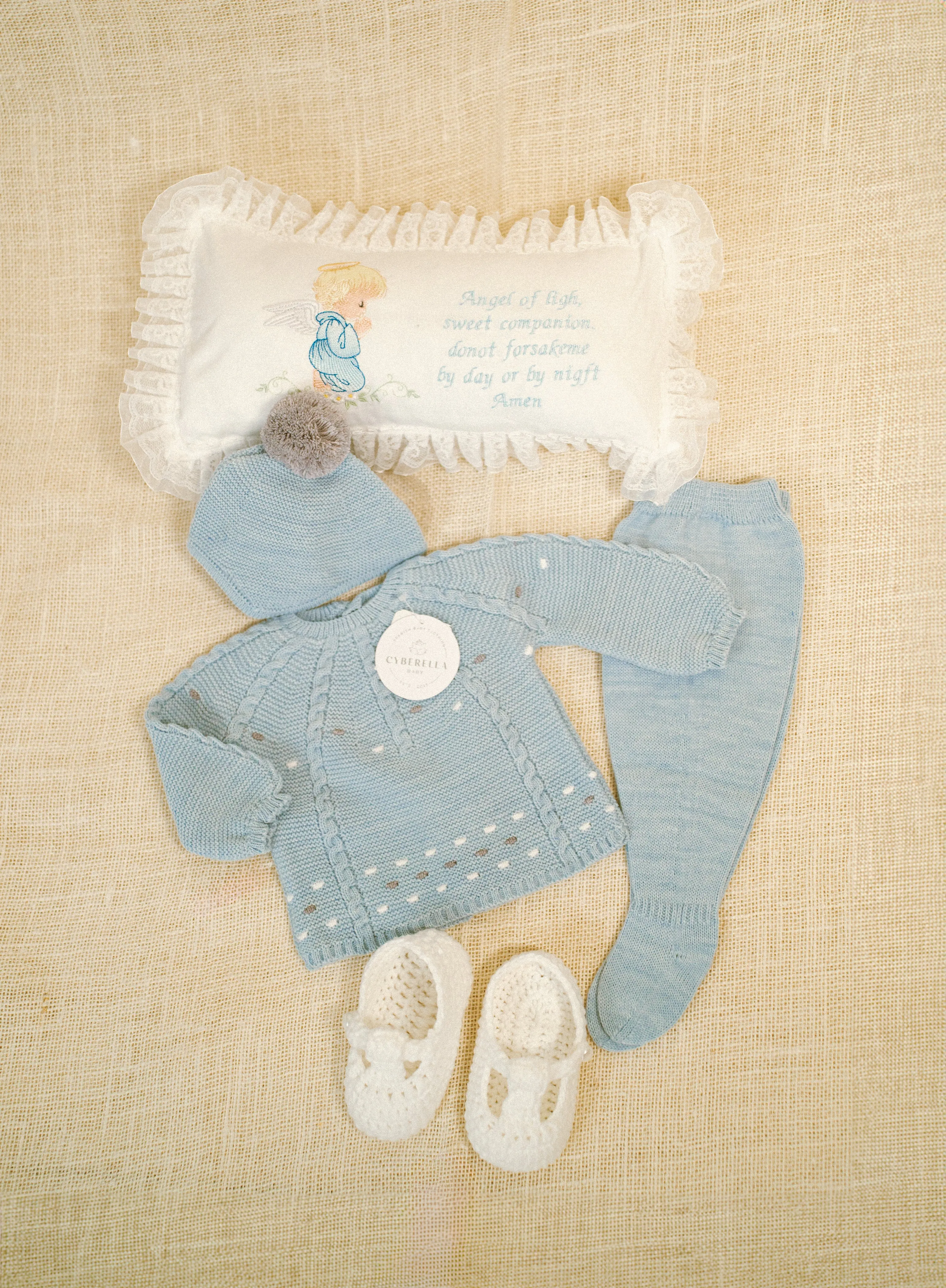 BABY BLUE AMAR Gift BOX (FIVE Pieces) Knitted Outfit for Newborn #9403