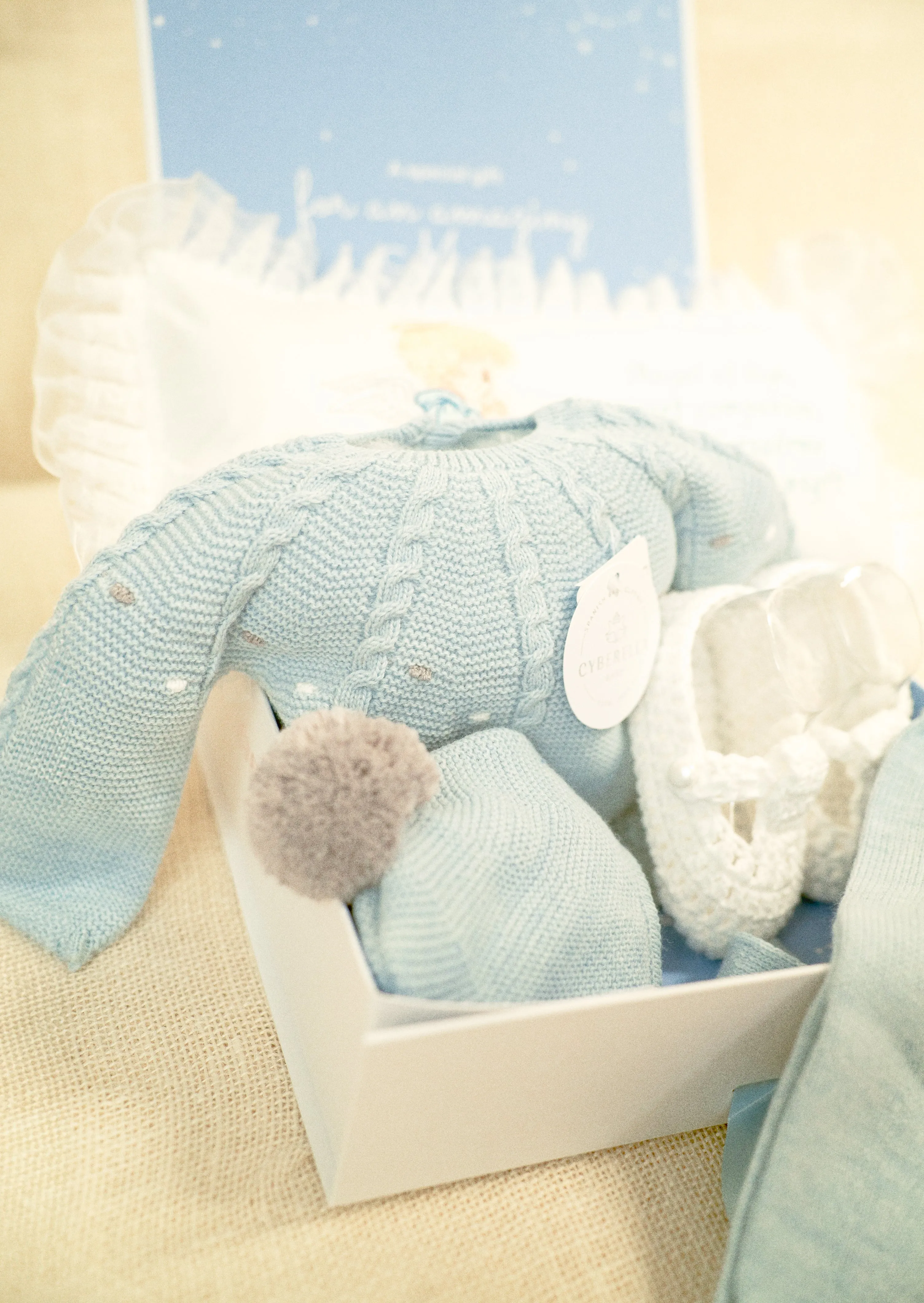 BABY BLUE AMAR Gift BOX (FIVE Pieces) Knitted Outfit for Newborn #9403