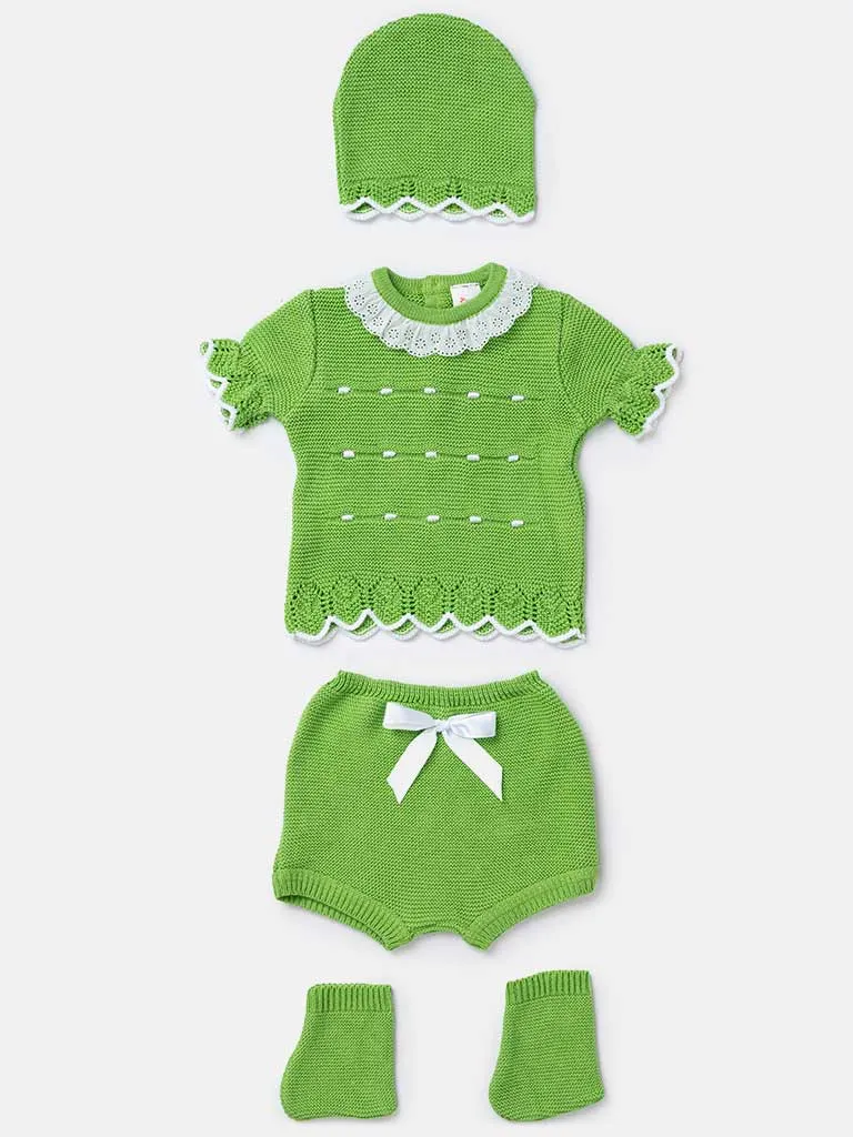 Baby Girl Julia Collection 4-piece Spanish Knitted Set-Green