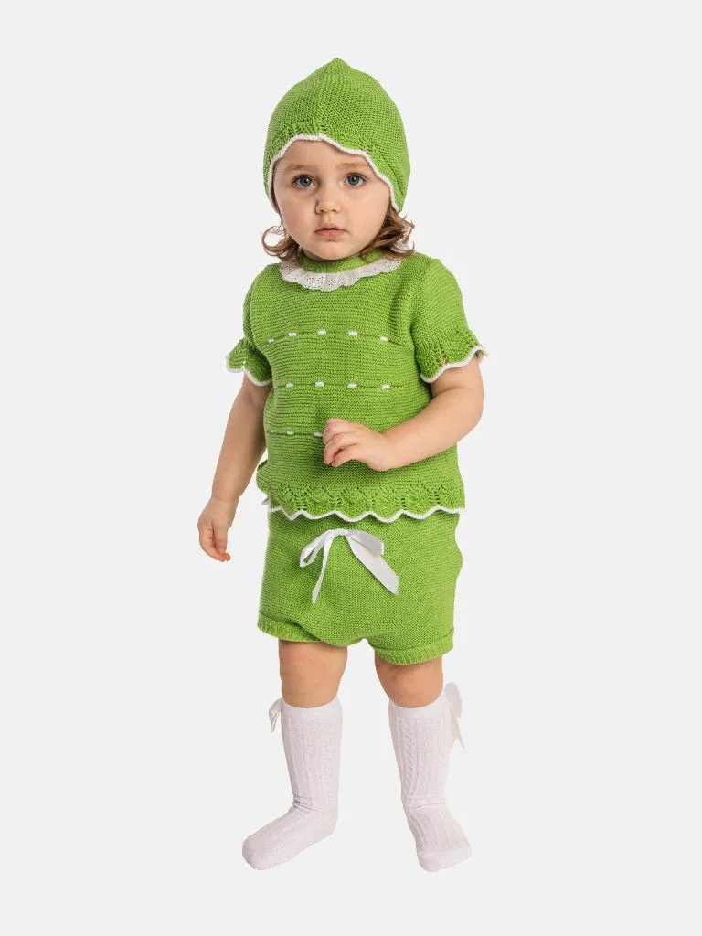 Baby Girl Julia Collection 4-piece Spanish Knitted Set-Green