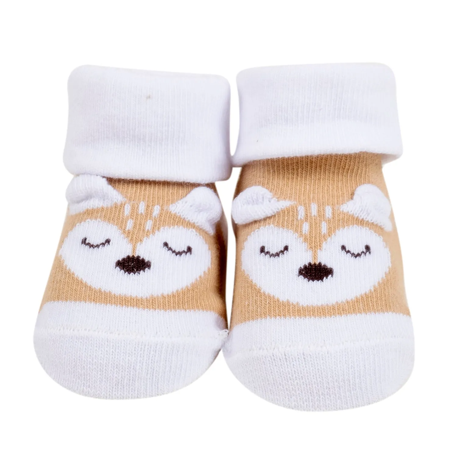 Baby Moo 3D Fox Bear Cotton Ankle Length Infant Dress Up Walking Set of 2 Socks Booties - Turquoise