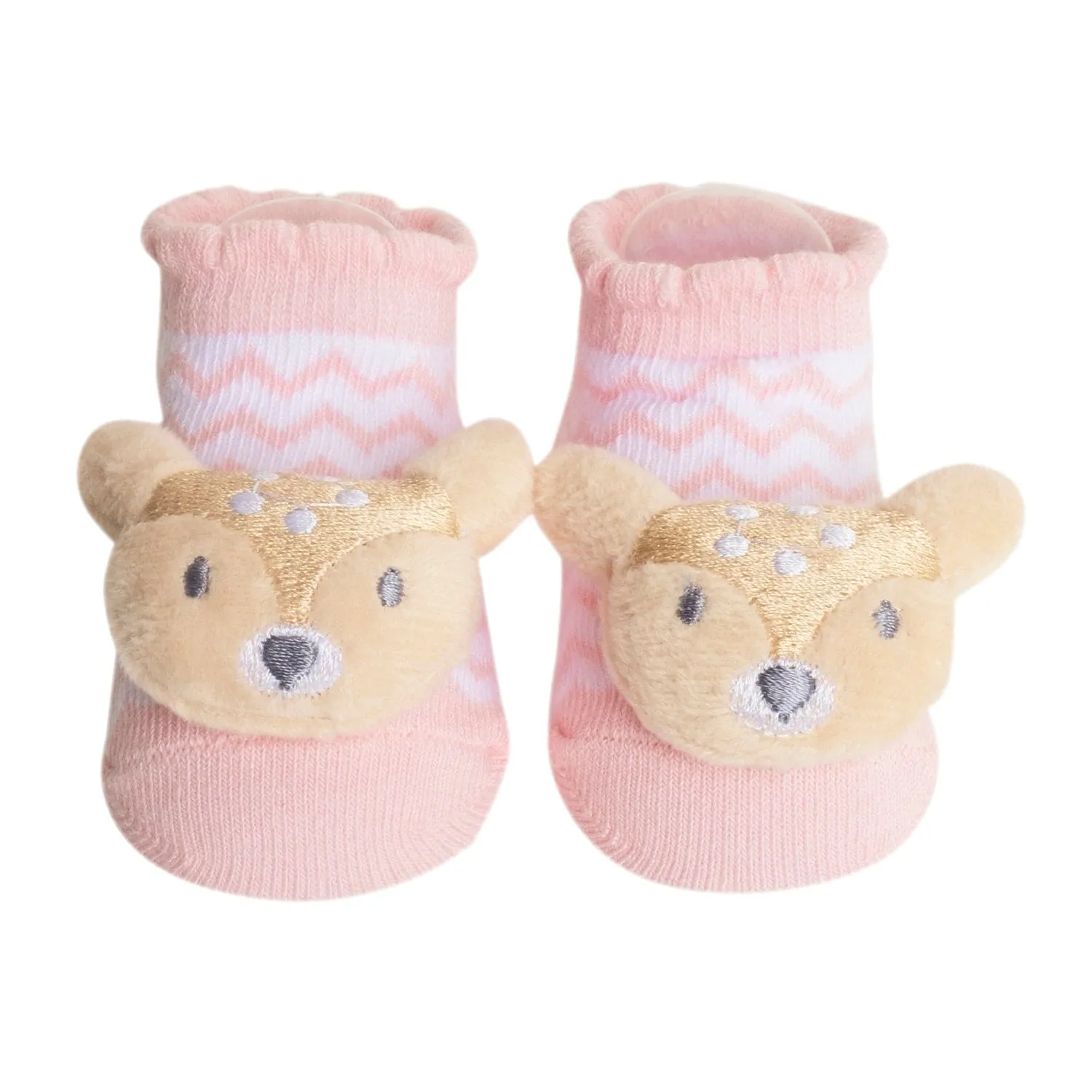 Baby Moo 3D Owl And Teddy Cotton Ankle Length Fancy Infant Gift Set of 2 Socks Booties - Grey, Pink