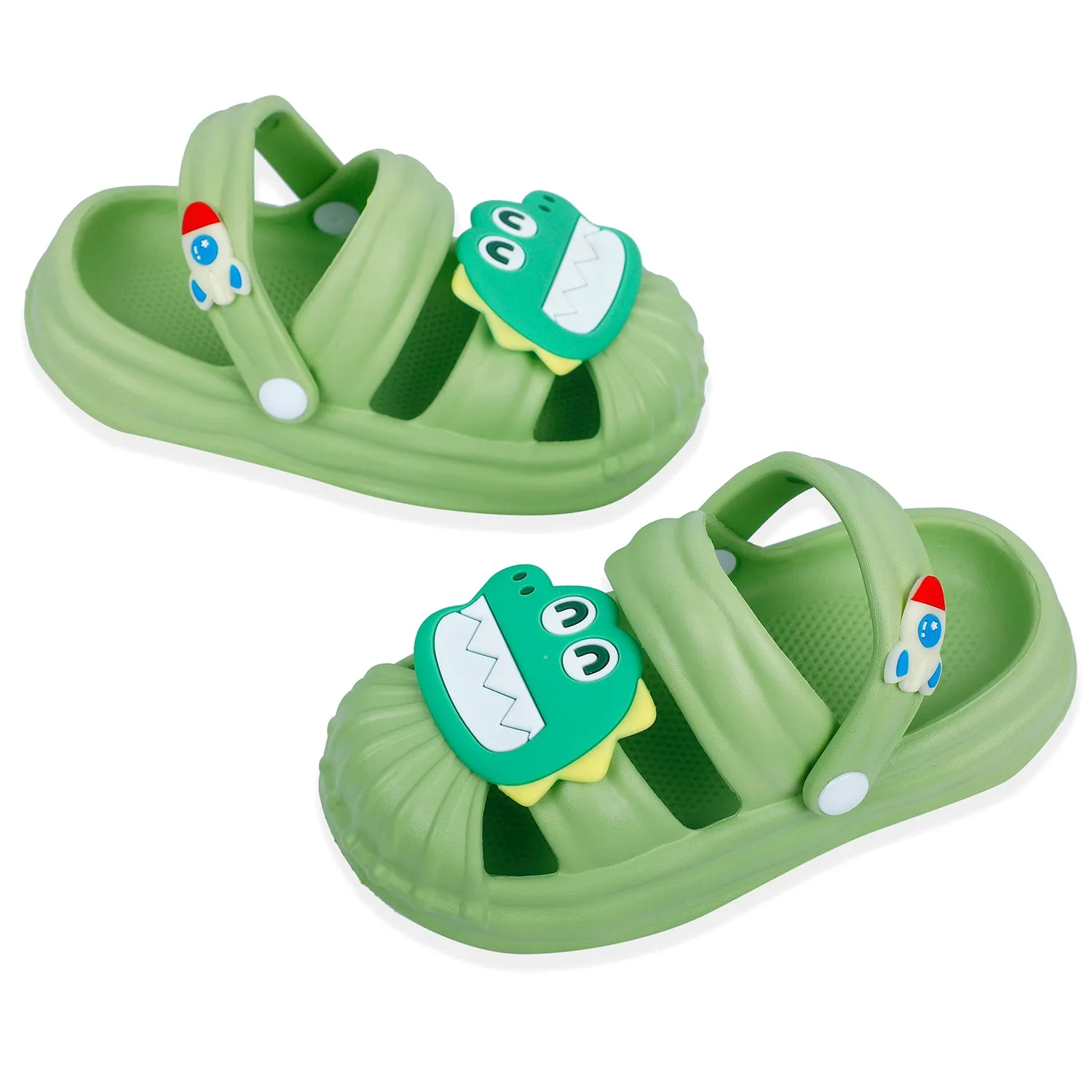 Baby Moo Crocodile Applique Waterproof Anti-Skid Sling Back Clogs - Green