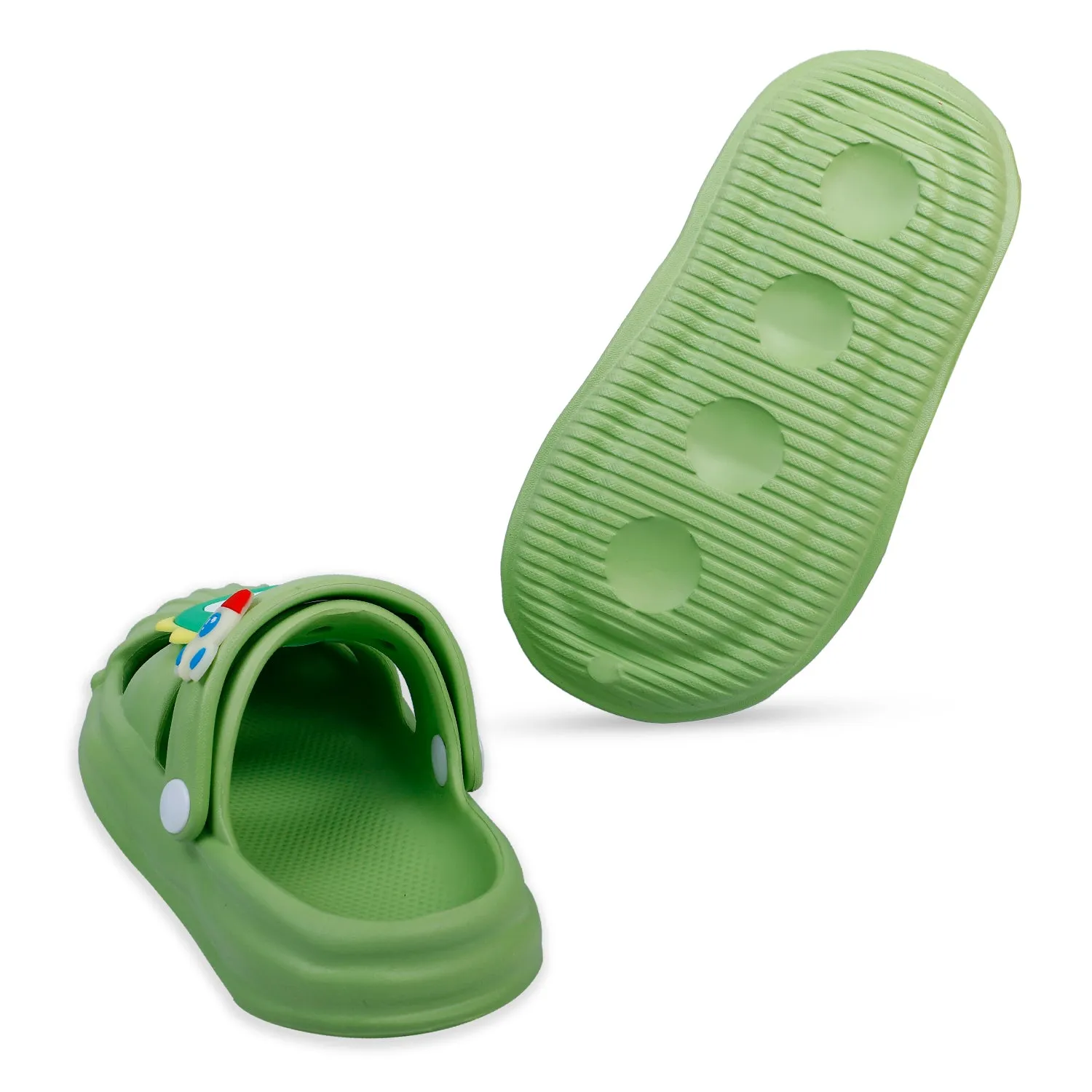 Baby Moo Crocodile Applique Waterproof Anti-Skid Sling Back Clogs - Green