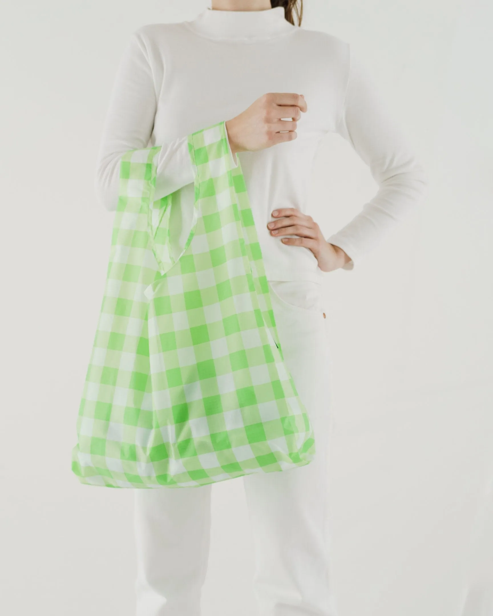 Baggu Standard Reusable Bag - Big Check Lime