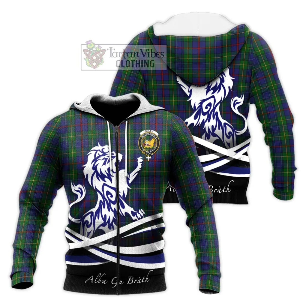 Bailey Tartan Knitted Hoodie with Alba Gu Brath Regal Lion Emblem