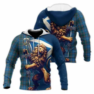 Bain Tartan Family Crest Knitted Hoodie with Scottish Majestic Lion