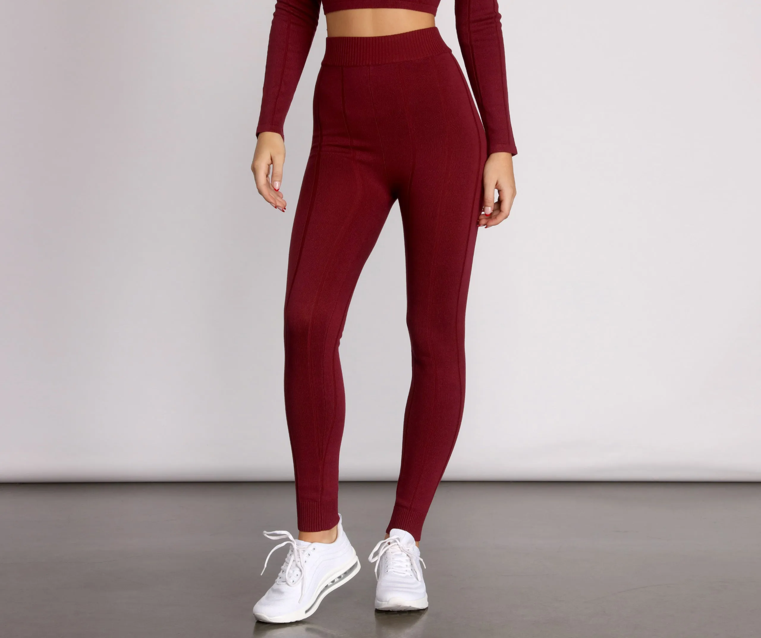 Basic High Waist Ribbed Leggings