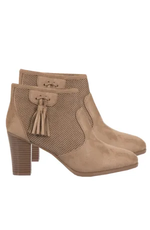 Bella Tassel Booties Taupe