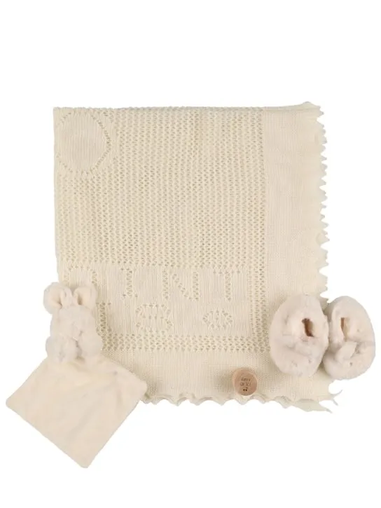 Bonpoint   Cotton blend blanket &amp; booties 