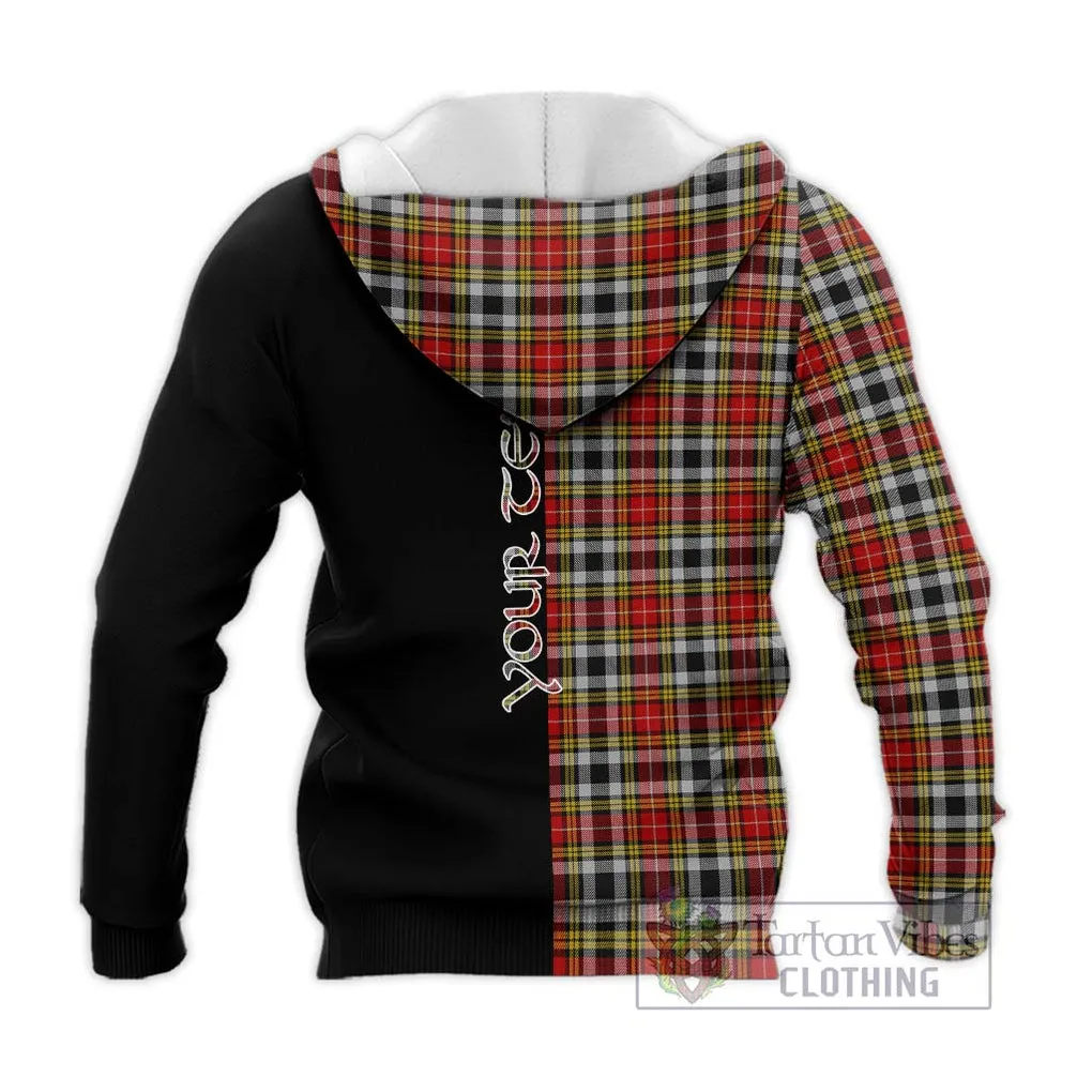 Buchanan Old Dress Tartan Knitted Hoodie with Family Crest and Half Of Me Style