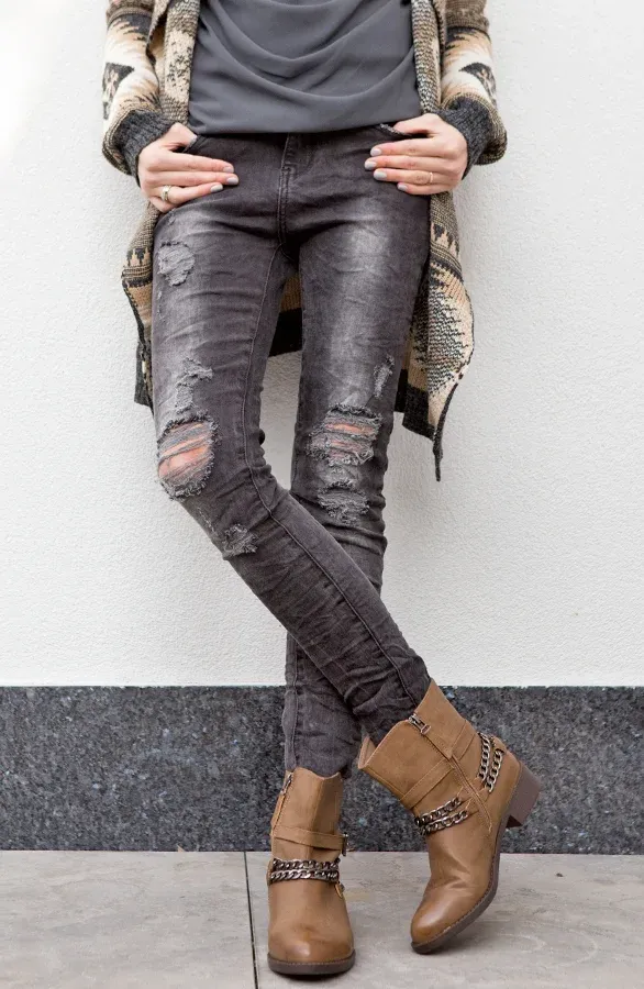 Chain Biker Booties Taupe