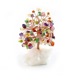 Chakra Copper Tree on White Crystal Base