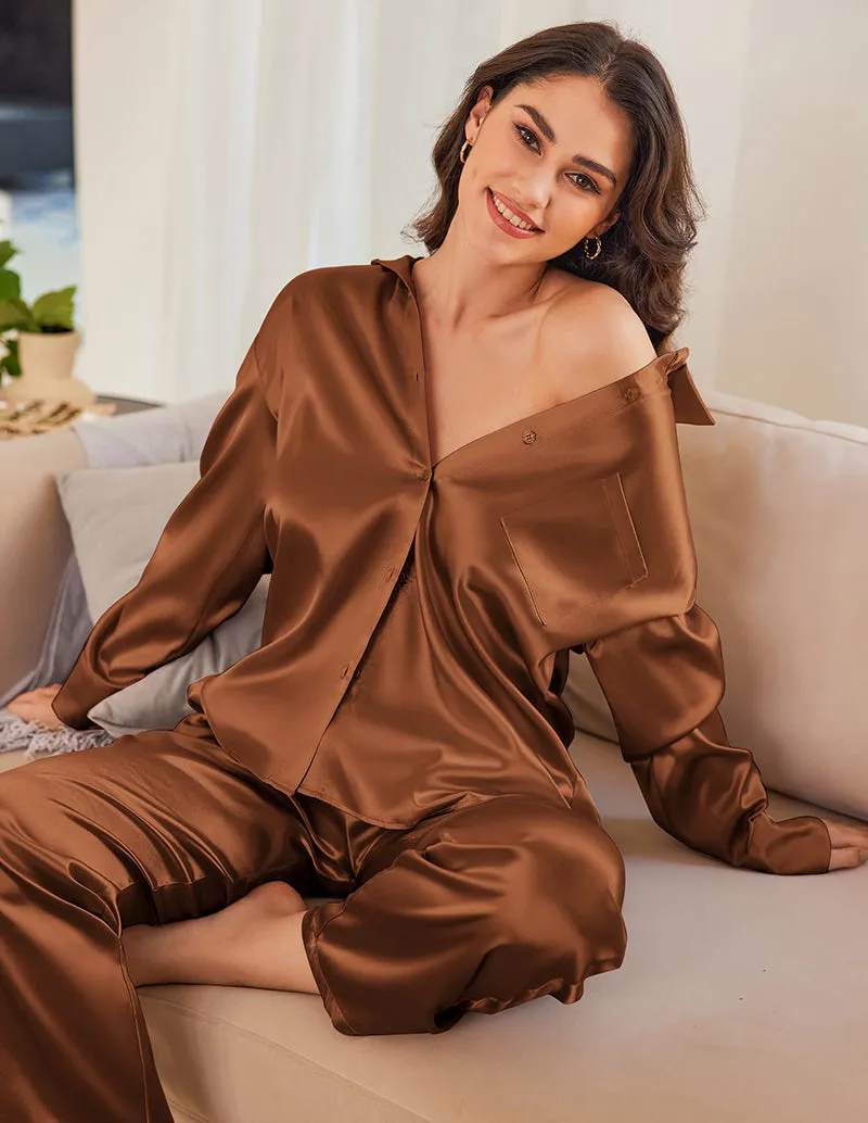 Cozy Relaxed Fit Satin Pajama Sets (US Only)