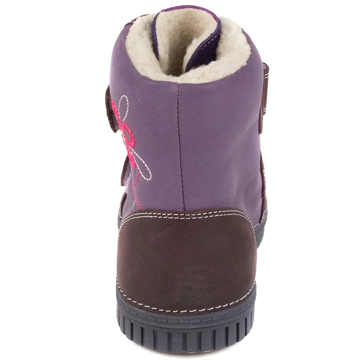 D.D. Step Big Kid Girl Shoes/Winter Boots With Faux Fur Insulation Violet And Burgundy - Supportive Leather Shoes From Europe Kids Orthopedic