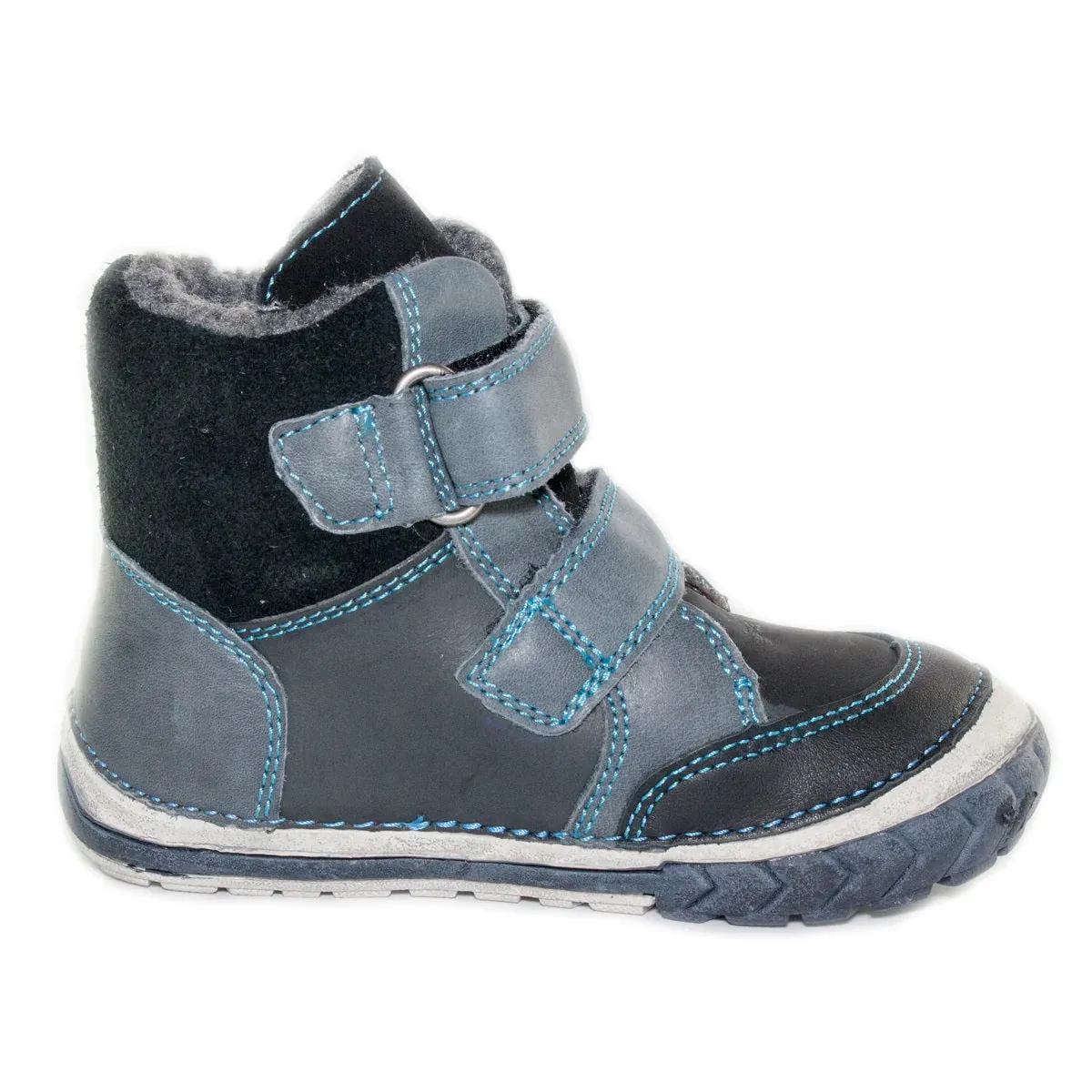 D.D. Step Toddler Boy Shoes/Winter Boots With Faux Fur Insulation Grey Blue Truck - Supportive Leather Shoes From Europe Kids Orthopedic