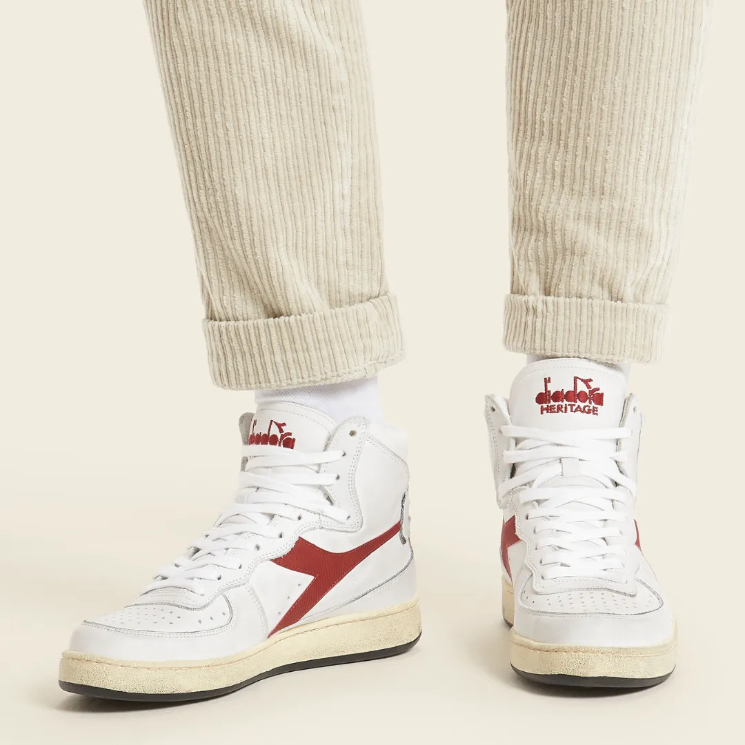 Diadora Heritage - Mi Basket Used - White/Garnet