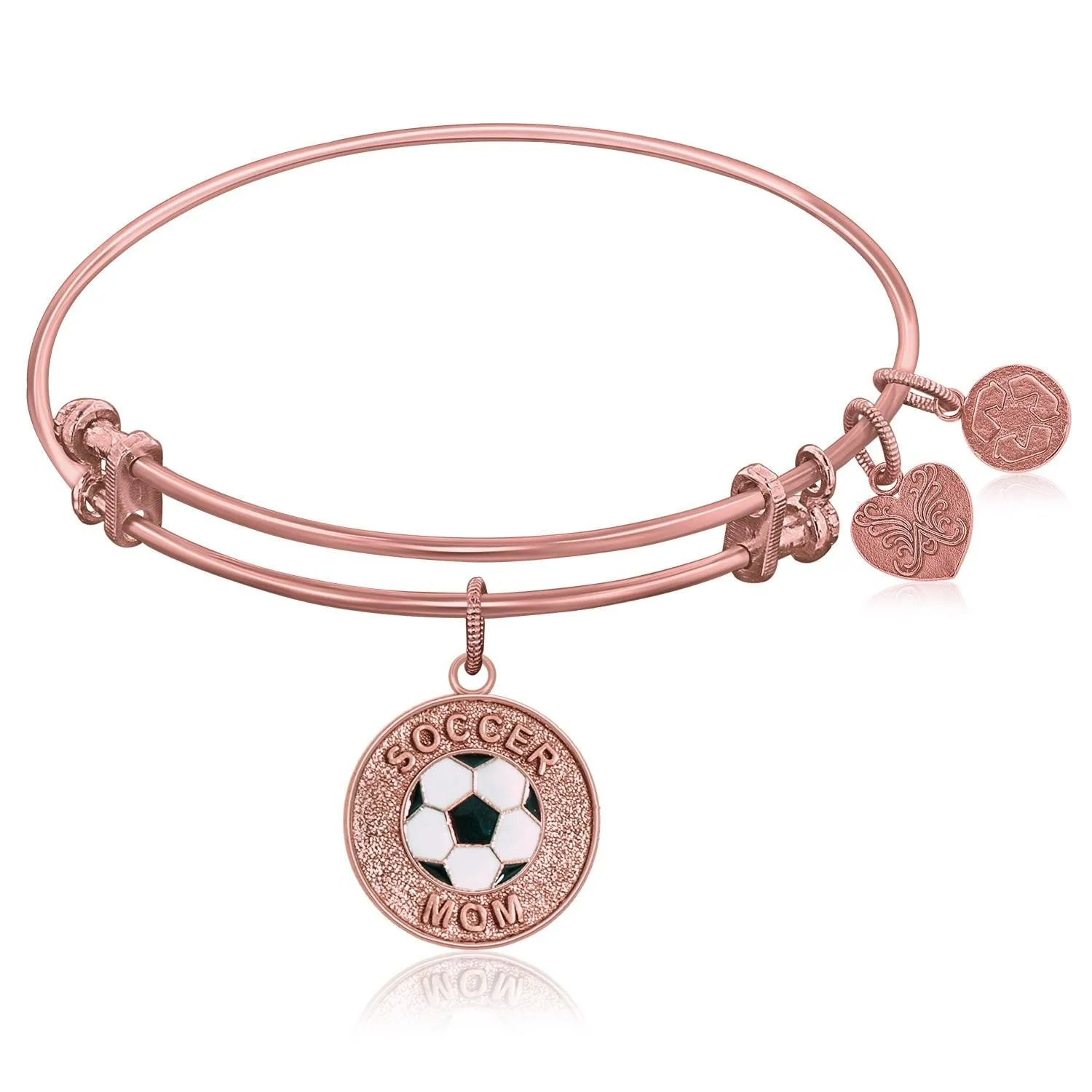 Expandable Bangle in Pink Tone Brass with Soccer Mom Symbol