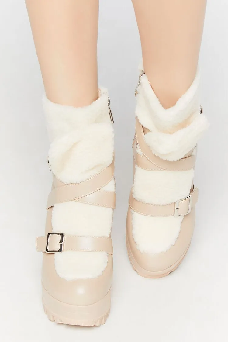 Faux Leather &amp; Shearling Booties