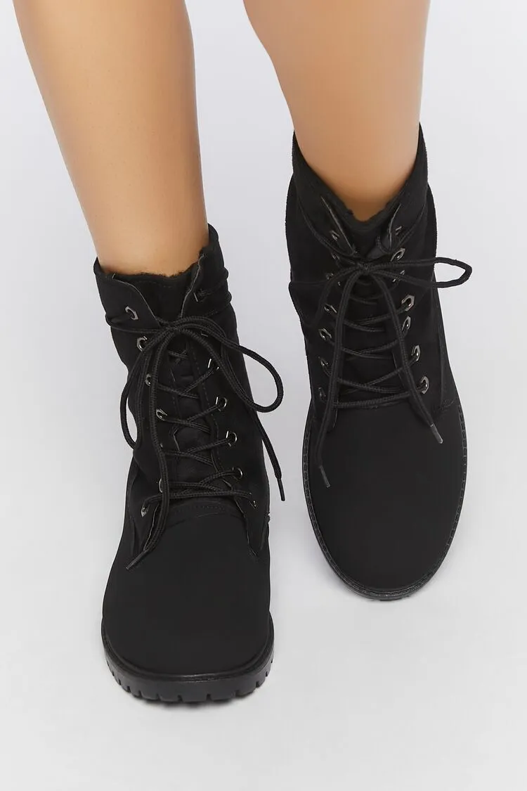 Faux Suede Lace-Up Booties