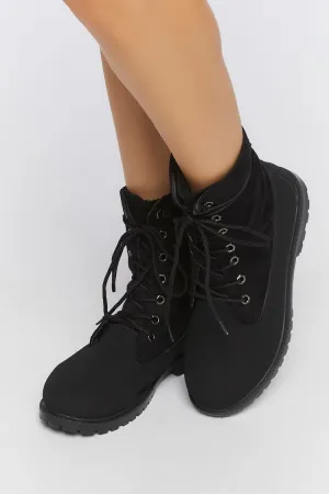 Faux Suede Lace-Up Booties