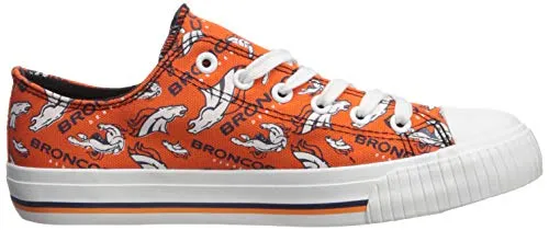 FOCO Denver Broncos NFL Womens Low Top Repeat Print Canvas Shoes - 10