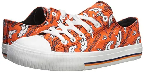 FOCO Denver Broncos NFL Womens Low Top Repeat Print Canvas Shoes - 10