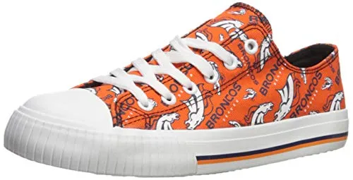 FOCO Denver Broncos NFL Womens Low Top Repeat Print Canvas Shoes - 10