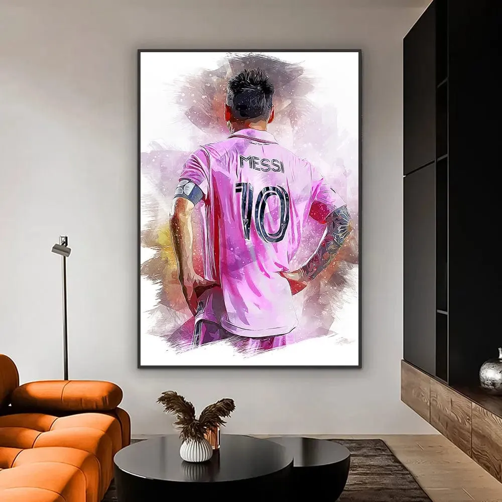 Football Legend Messi Canvas Artwork Prints Soccer Star Wall Art